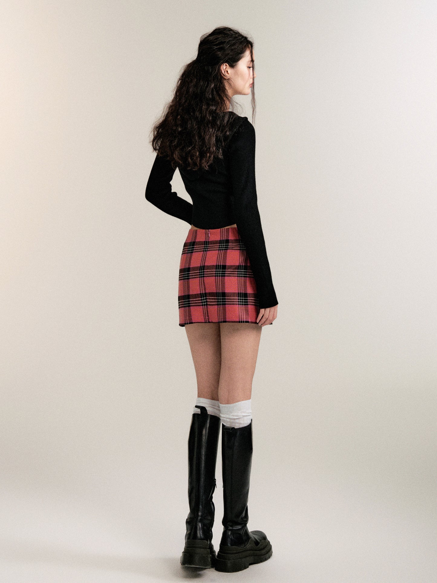 Plaid Low Rise Mini Skirt With Built-In Shorts