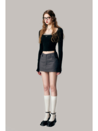A-Line Mini Skirt With Logo Charm