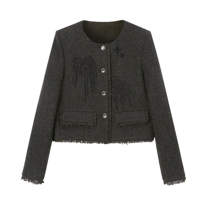 Beaded Fireworks Design Fringed Short Jacket