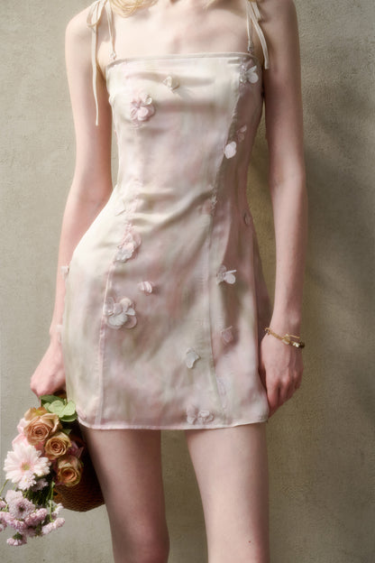 Floral Detail Dress In 2 Lengths With Removable Straps