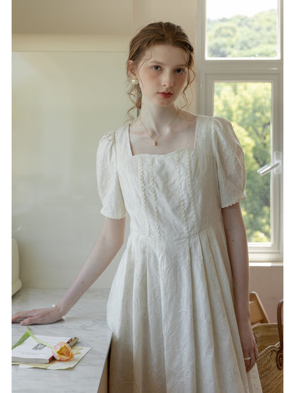 Floral-Embroidered Cotton Midi Dress