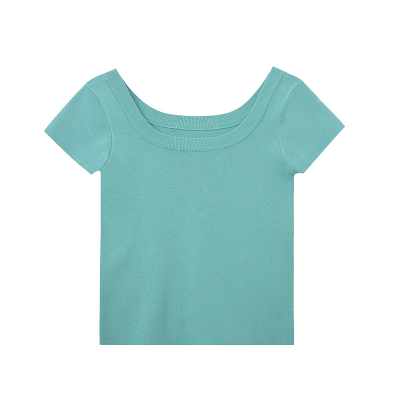 Square Neck Clean-Cut Knit Top