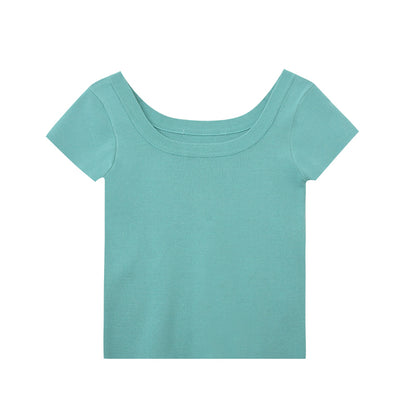Square Neck Clean-Cut Knit Top