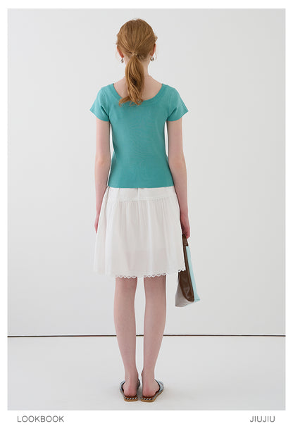 Square Neck Clean-Cut Knit Top