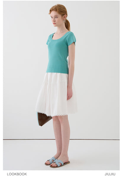 Square Neck Clean-Cut Knit Top