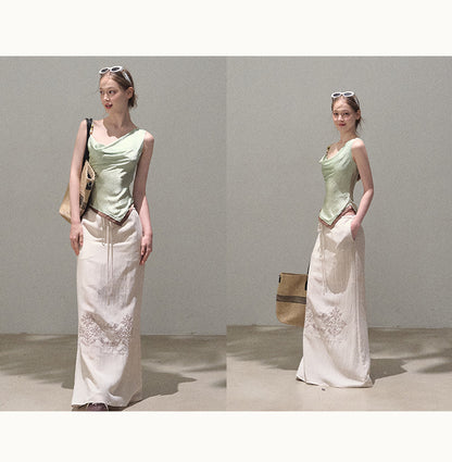 One-Shoulder Draped Top With Beaded Strap