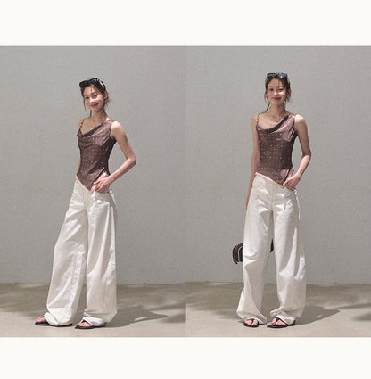 One-Shoulder Draped Top With Beaded Strap