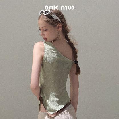 One-Shoulder Draped Top With Beaded Strap