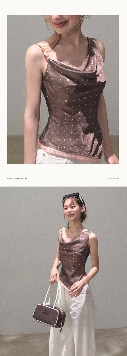 One-Shoulder Draped Top With Beaded Strap