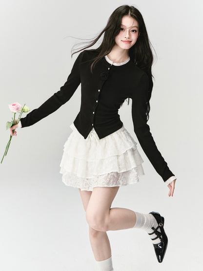 Multi-Layered Ruffle Lace Skirt