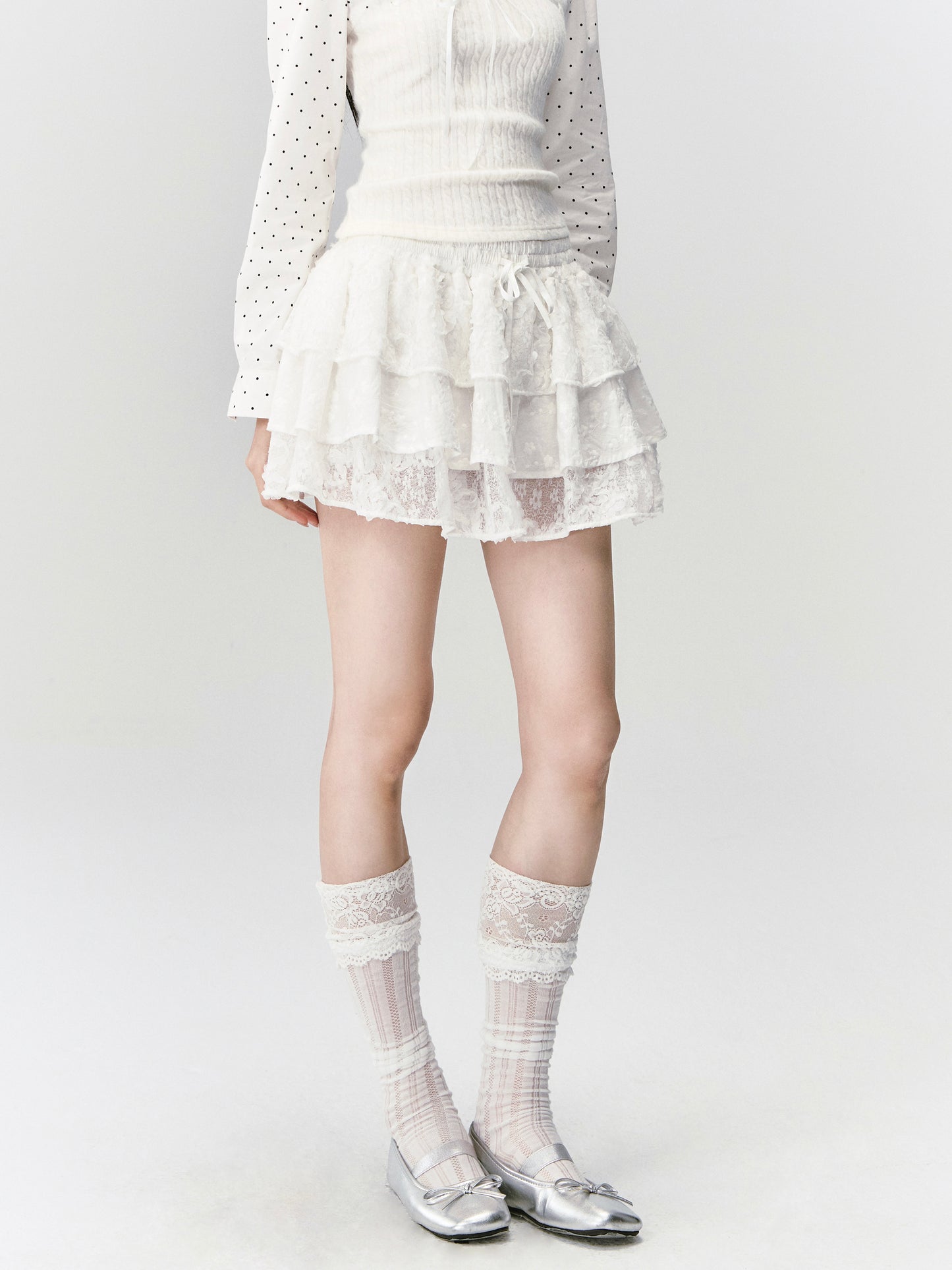 Multi-Layered Ruffle Lace Skirt