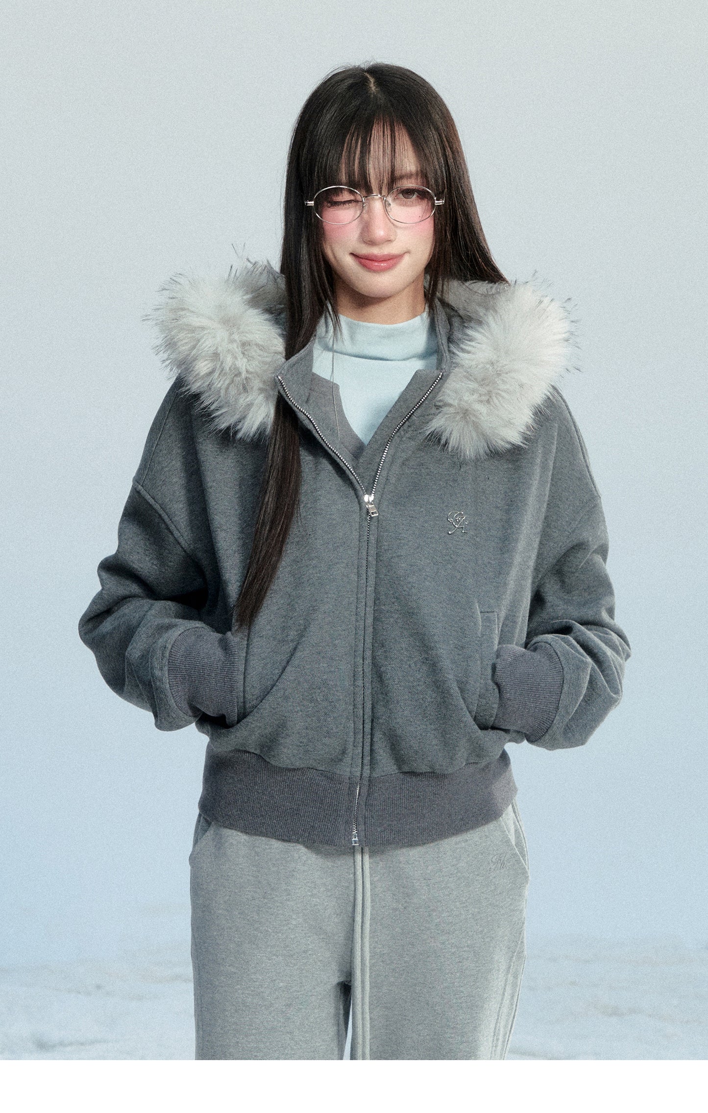 Zip-Up Hoodie With Fur Trim