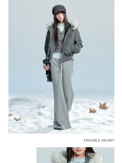 Zip-Up Hoodie With Fur Trim