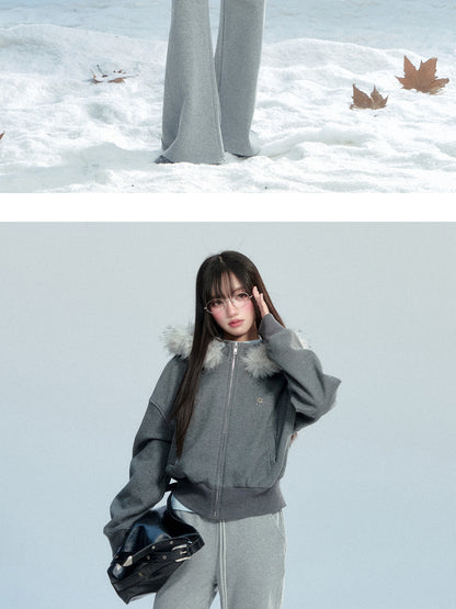 Zip-Up Hoodie With Fur Trim