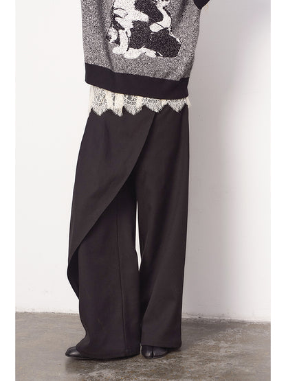 Mid Rise Straight-Leg Overlay Trousers