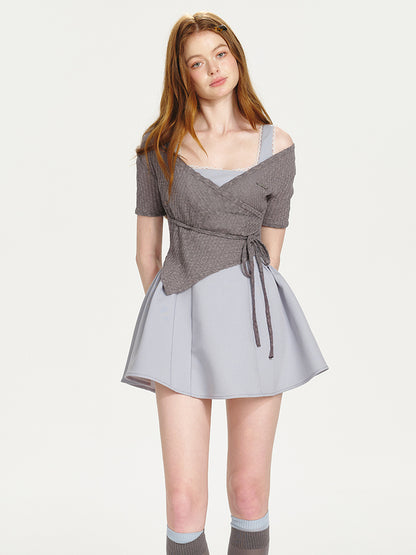 Sleeveless Fit-And-Flare Dress & Short-Sleeve Wrap Top