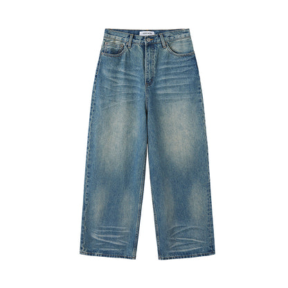 Vintage-Inspired Distressed Wide-Leg Jeans