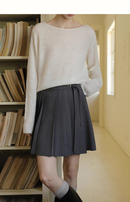 Chic Bow Detail Blazer & Belted Pleated Skirt