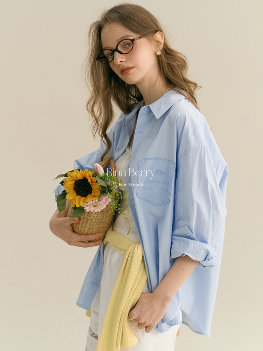 Cotton Shirt With Embroidered Patch
