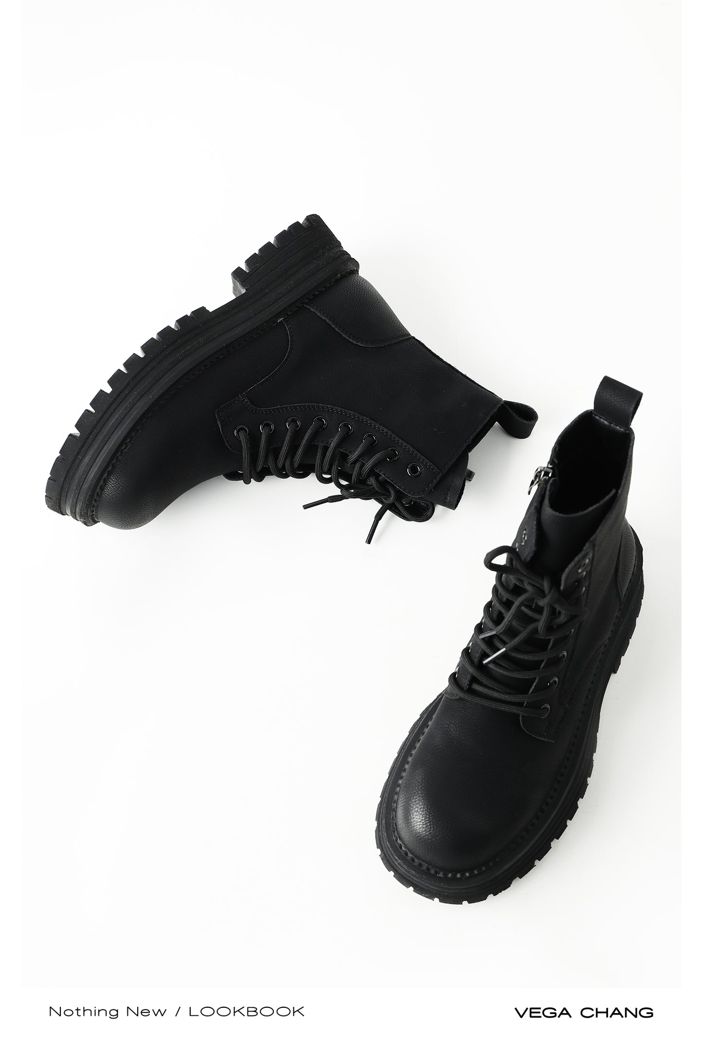 Genuine Leather Lace-Up Ankle Boots With Side Zip