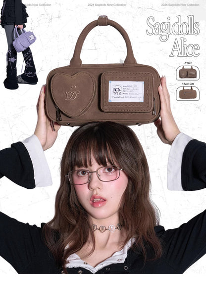 Faux Leather Heart Pocket Mini Crossbody Bag