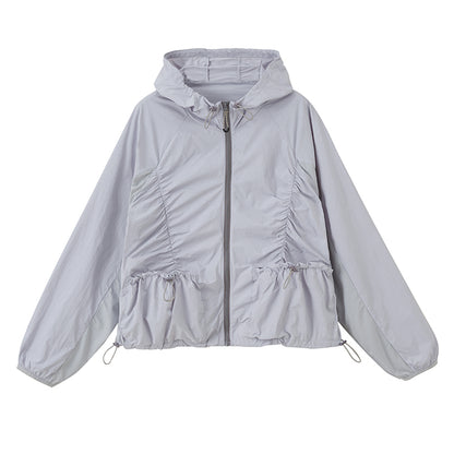 Lightweight Ruched Hooded Outerwear With Bow Print