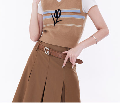 Cowhide Leather Logo Belt