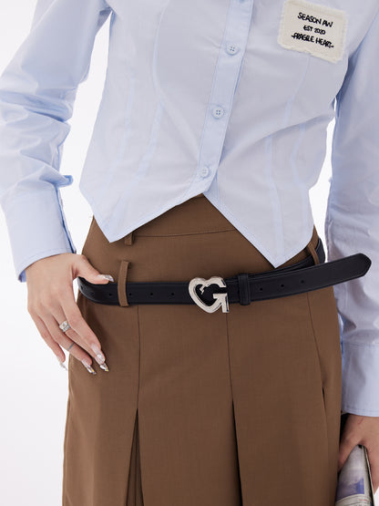 Cowhide Leather Logo Belt