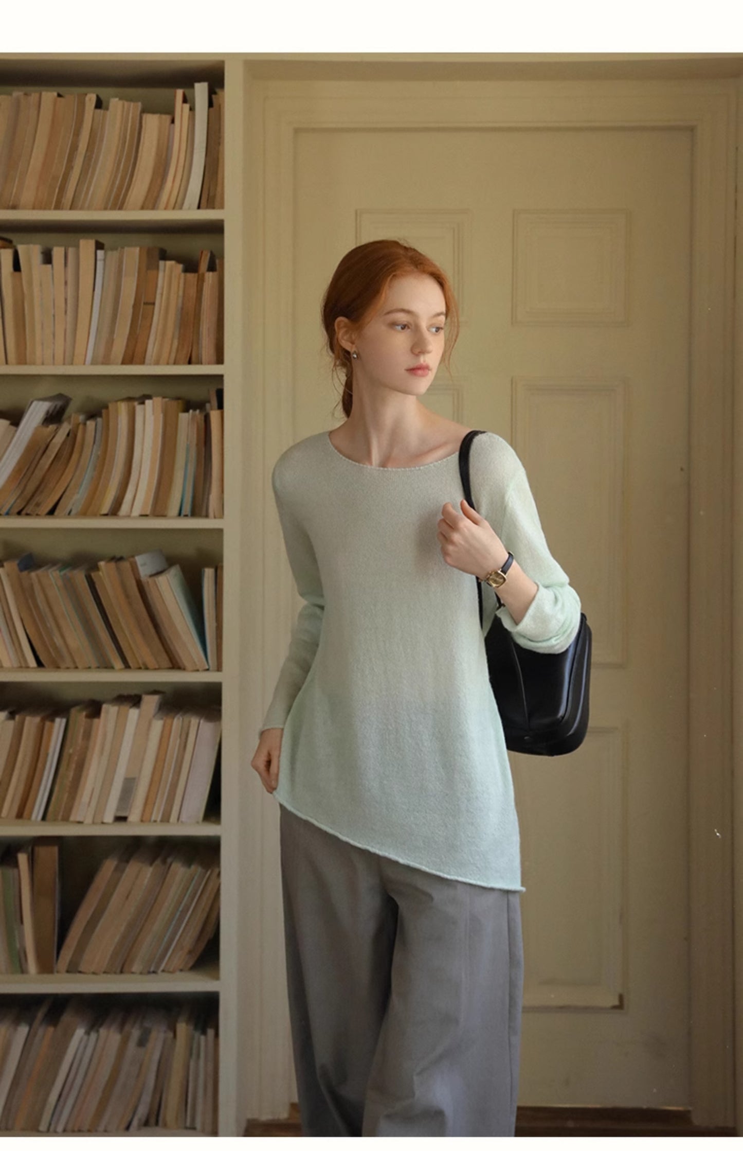 Roll Edge Asymmetric Sweater