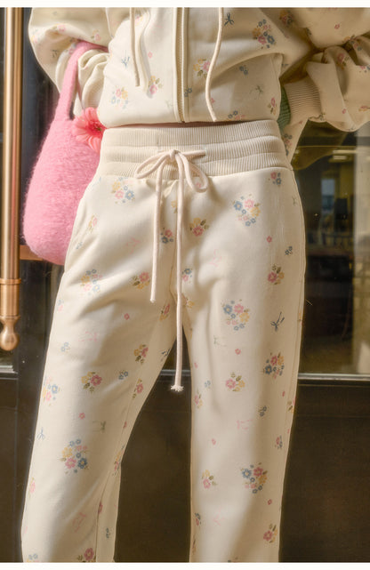 Floral Zip-Up Hoodie with Two Fit Options & Pants