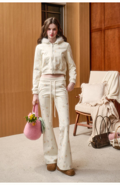 Floral Zip-Up Hoodie with Two Fit Options & Pants