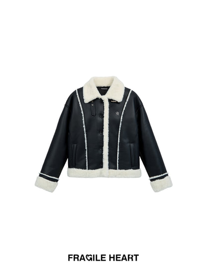 Soft Faux Leather Jacket With Faux Fur Details