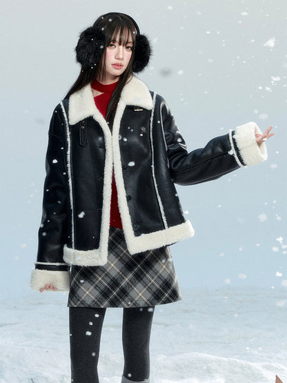 Soft Faux Leather Jacket With Faux Fur Details