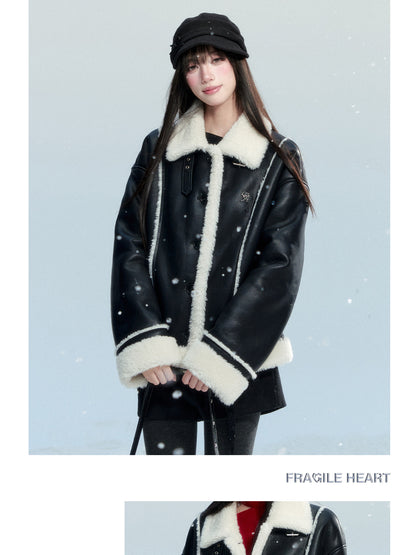Soft Faux Leather Jacket With Faux Fur Details