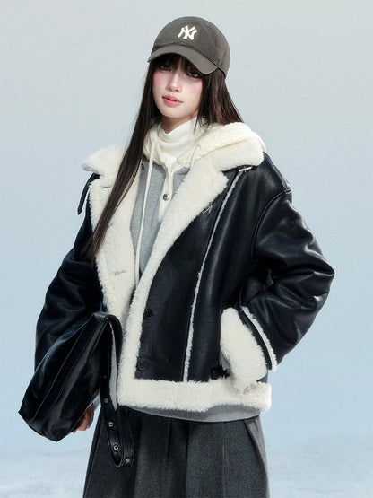 Soft Faux Leather Jacket With Faux Fur Details