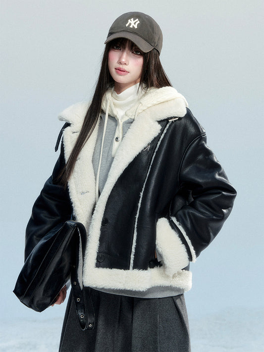 Soft Faux Leather Jacket With Faux Fur Details