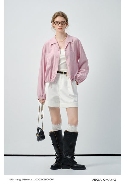 Crinkle-Textured Shirt With Adjustable Hem
