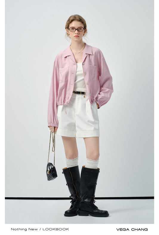 Crinkle-Textured Shirt With Adjustable Hem