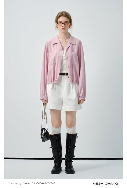 Crinkle-Textured Shirt With Adjustable Hem