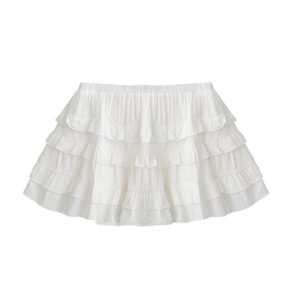 Cotton Embroidered Tiered Ruffle Skirt