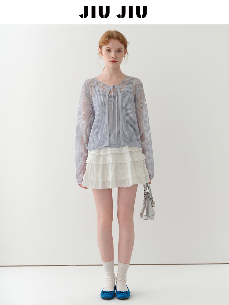 Cotton Embroidered Tiered Ruffle Skirt