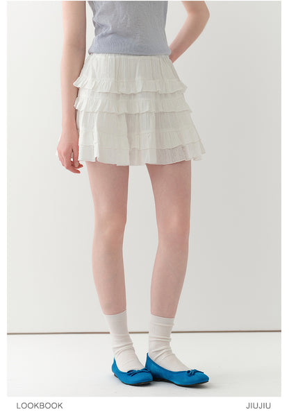 Cotton Embroidered Tiered Ruffle Skirt