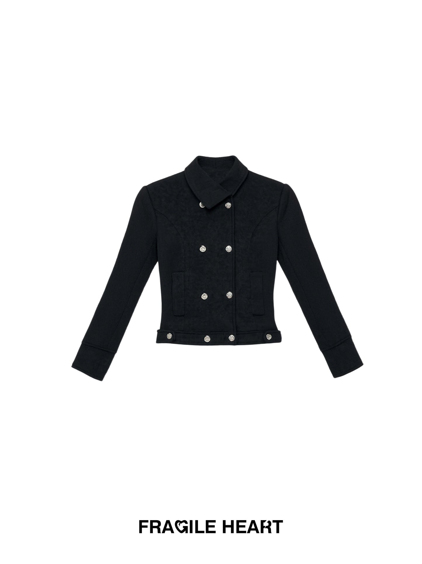 Fitted Double-Breasted Jacket With Metallic Buttons