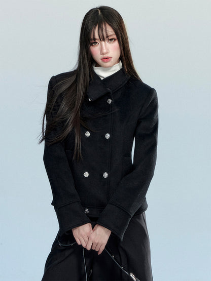 Fitted Double-Breasted Jacket With Metallic Buttons