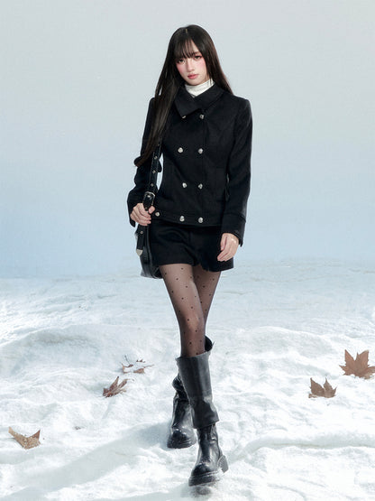 Fitted Double-Breasted Jacket With Metallic Buttons