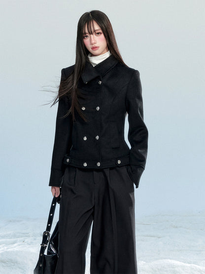 Fitted Double-Breasted Jacket With Metallic Buttons