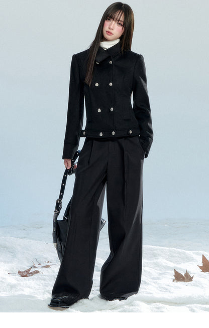 Fitted Double-Breasted Jacket With Metallic Buttons