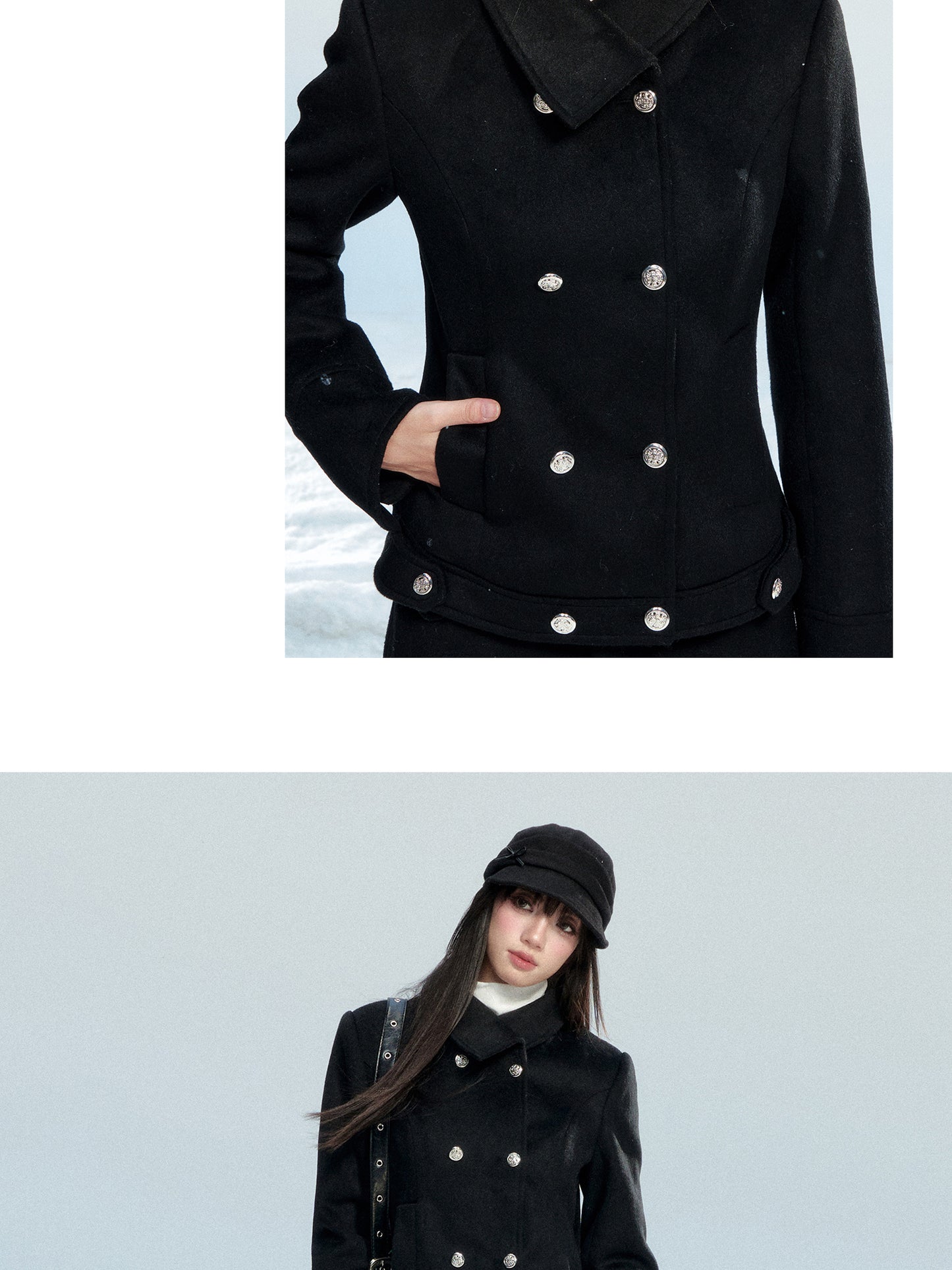 Fitted Double-Breasted Jacket With Metallic Buttons