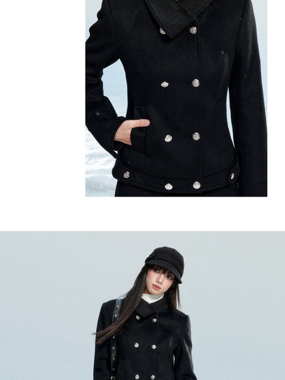 Fitted Double-Breasted Jacket With Metallic Buttons