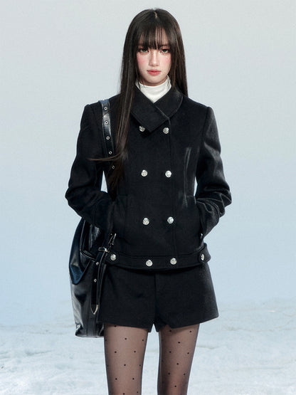 Fitted Double-Breasted Jacket With Metallic Buttons